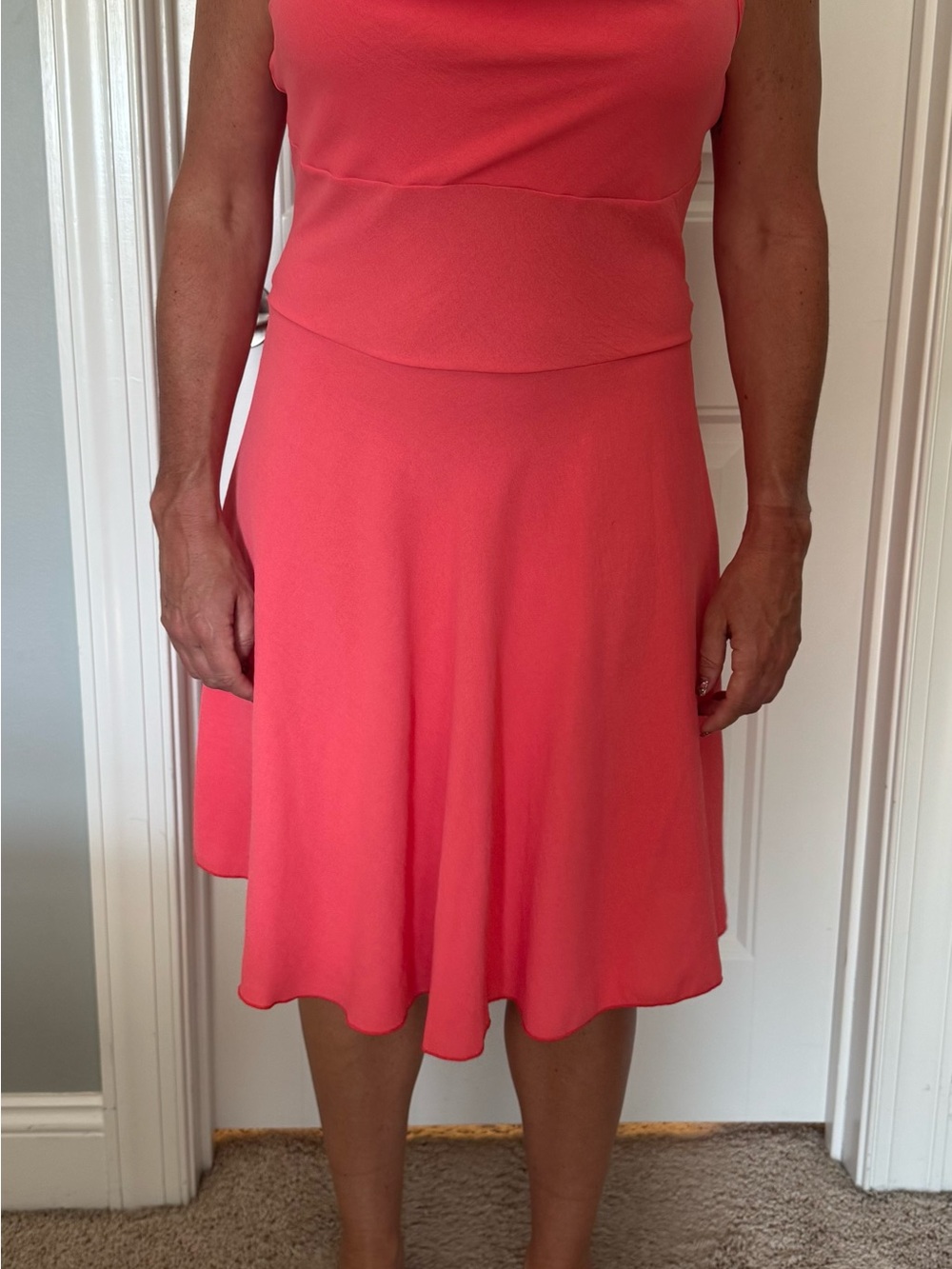 See You Monday Coral Midi A-Line Dress